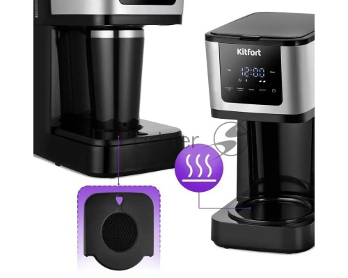 Кофеварка капельная Kitfort КТ-7217 900Вт черный/нержавеющая сталь