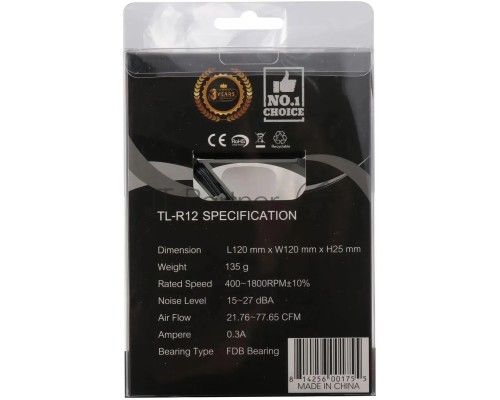 Вентилятор Thermalright TL-R12 RGB черный 4-pin 15-23dB 135gr Ret (TL-R12) Вентилятор Thermalright TL-R12 RGB черный 4-pin 15-23dB 135gr Ret (TL-R12)
