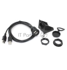 Кабель USB 2.0 двойной для монтажа на корпус 1 м влагозащищённый