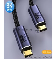 Кабель USB4 Type C на Type C Thunderbolt 3, PD 100W 1м