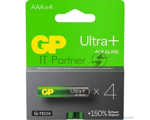 Алкалиновые батарейки c технологией G-tech GP Ultra Plus Alkaline 24А AАA - 4 шт. на блистере