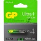 Алкалиновые батарейки c технологией G-tech GP Ultra Plus Alkaline 24А AАA - 4 шт. на блистере