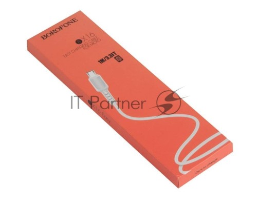 Кабель USB BOROFONE BX16 для Micro USB, 2.4A, длина 1м, белый