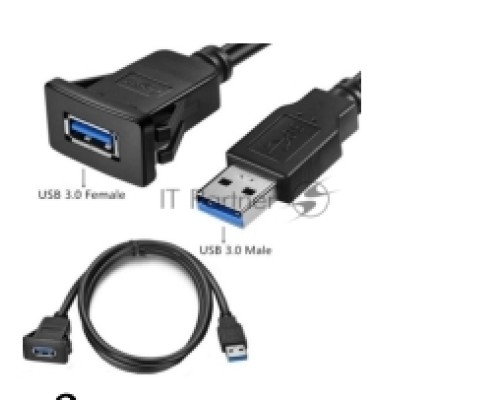 Кабель с разъемами USB 3.0 мама для монтажа - папа 2 м