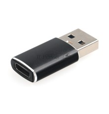 Переходник USB3.1 Cablexpert A-USB3.1-AMCF, AM/Type-C(F), 5Гбит/с, QC3.0, метал.корпус, Pro, черный, пакет