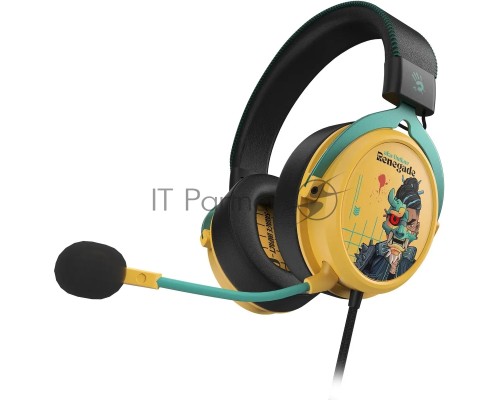 Наушники с микрофоном A4Tech Bloody M595 Renegade желтый/рисунок 2.3м мониторные USB оголовье (M595)
