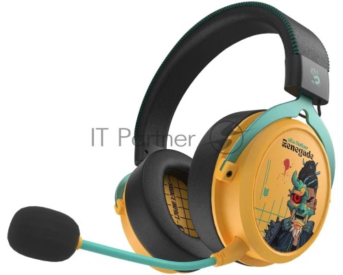 Наушники с микрофоном A4Tech Bloody MR595 Renegade желтый/рисунок мониторные BT/Radio оголовье (MR595)