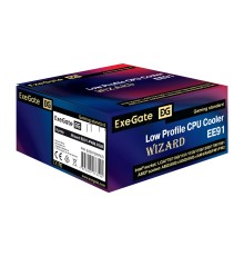 Кулер ExeGate Wizard EE91-PWM.RGB (Al, LGA775/1150/1151/1155/1156/1200/1700/1851/AM2/AM2+/AM3/AM3+/AM4/AM5/FM1/FM2/754/939/940, TDP 75W, Fan 90mm, PWM, 800-2400RPM, Hydro bearing, 4pin, 11-24db, 170г, многоцветная подсветка, с термопастой, на защелках, C