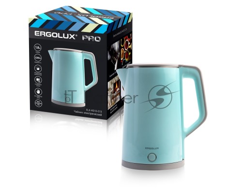 Чайник электрический ELX-KS12-C13 PRO нерж. сталь/пластик 1.8л 220-240В 2200Вт голуб. Ergolux 15330