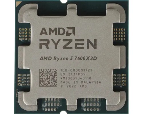 [Процессор] CPU AMD Ryzen 5 7600X3D OEM (100-000001721) {AM5, 4.1-4.7GHz, 6 cores/12 threads, 6Mb+96Mb, 65W, unlocked, Radeon 2200MHz}