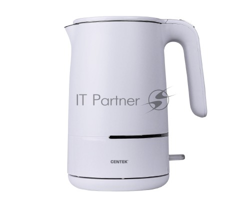 Чайник Centek CT-1012 (белый) 1.5л, 2200Вт, двойные стенки, бесшовная колба, эффект термоса