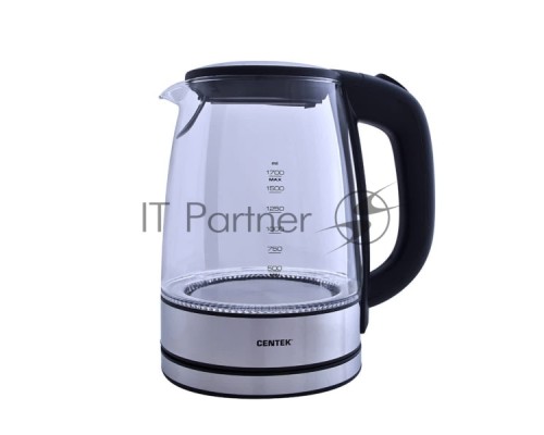 Чайник Centek CT-0030 стекло 1.7л, 2200Вт, внутр. LED подсветка,защита от вкл б/воды