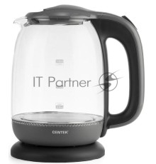 Чайник Centek CT-0034 (серый) <Vancouver> стекло, 1.8л, 2200Вт, внутренняя LED подсветка, кнопка