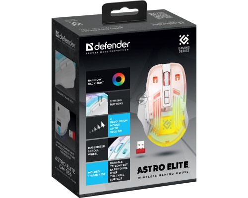 Мышь беспроводная Defender Astro Elite GM-056 белый, 3200 dpi, радиоканал, USB, кнопки - 7