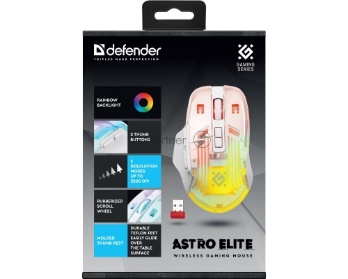 Мышь беспроводная Defender Astro Elite GM-056 белый, 3200 dpi, радиоканал, USB, кнопки - 7