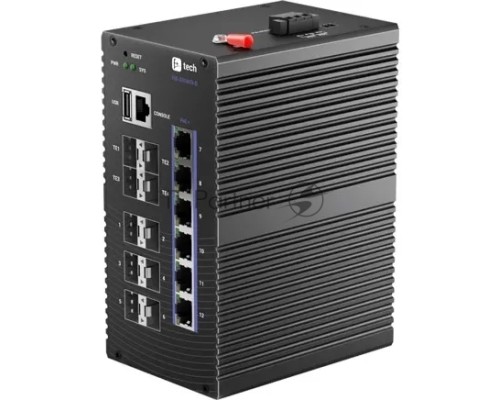 Промышленный коммутатор Fplus FIS-3316VX-D, 6 портов 10/100/1000BASE-T RJ45 PoE+, 6 портов SFP 1GE, 4 порта 10GE SFP+, питание DC 48-57 В, монтаж на DIN-рейку