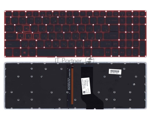 Клавиатура для ноутбука Acer Aspire VN7-593G черная с красной подсветкой