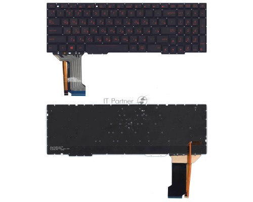 Клавиатура для ноутбука Asus FX553VE черная с красной подсветкой