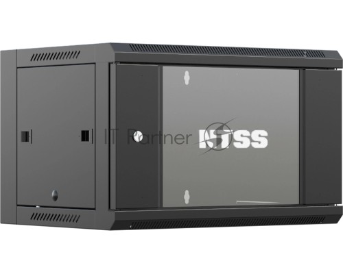 Шкаф коммутационный NTSS NTSS-W12U6045GS (NTSS-W12U6045GS-BL) настенный 12U 570x450мм пер.дв.стекл 60кг черный 350мм 22.2кг 220град. 635мм IP20 сталь