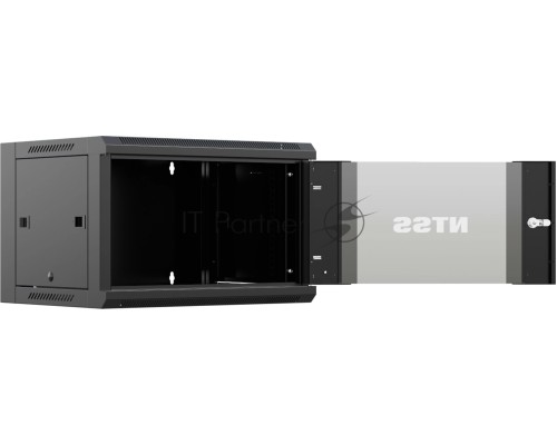 Шкаф коммутационный NTSS NTSS-W12U6045GS (NTSS-W12U6045GS-BL) настенный 12U 570x450мм пер.дв.стекл 60кг черный 350мм 22.2кг 220град. 635мм IP20 сталь
