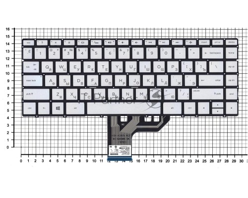 Клавиатура для ноутбука HP Spectre X360 13-w000 13-ac000 серебристая с подсветкой