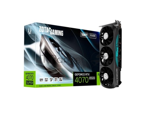 Видеокарта  RTX4070 SUPER TRINITY BLACK ED 12GB GDDR6X 192bit 3xDP HDMI 3FAN Premium Pack