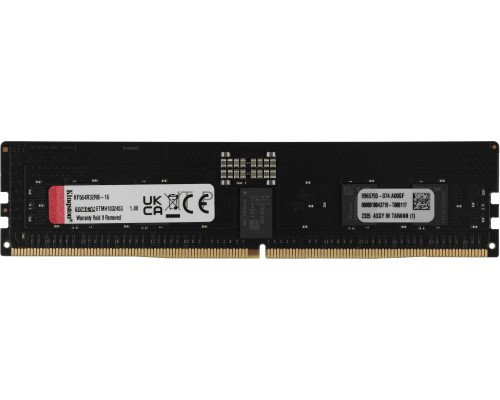 Оперативная память Kingston 16GB DDR5 6400 FURY Renegade Pro RDIMM Black XMP ECC Registered DIMM (Single Module) 1RX8 32-39-39 1.4V 288-pin 16Gbit