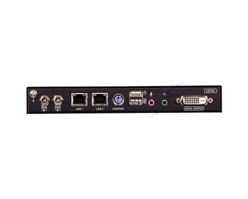 Удлинитель, KVM+DVI, управление по IP, Rackmount/Desktop, 10/100 Base-T, с KVM-шнурами PS2 1х1.2м.;USB 1x1.2м., TCP/IP, (Virtual Media;WIN98SE/ME/2000/XP/FREE-BSD/LINUX 7.0 или выше;1600x1200 60Hz;)/ 1-Local/Remote Share Access Single Port DVI KVM over I