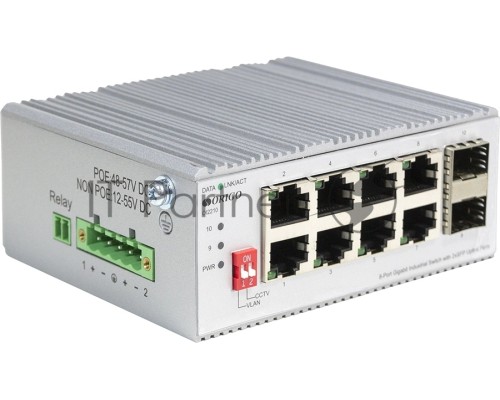 Коммутатор ORIGO Unmanaged Industrial Switch 8x1000Base-T, 2x1000Base-X SFP, Surge 4KV, -40 to 75°C