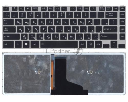 Клавиатура для ноутбука Toshiba M40T черная с серой рамкой и подсветкой