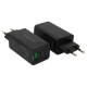 Зарядное устройство NERPA PD333CBX 65W GaN PD+QC3.0, 2xUSB-C, 1xUSB-A, USB-C - USB-C 100W cable 1.5m black, EU plug, BOX