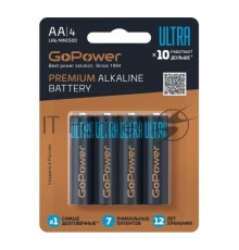 Батарейка GoPower ULTRA LR6 AA BL4 Alkaline 1.5V (4/40/480) (4 шт.)