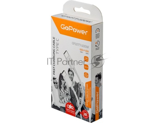 Кабель GoPower GP10TT-100W Type-C (m)-Type-C (m) 1.0м 100W белый (1/200/800)