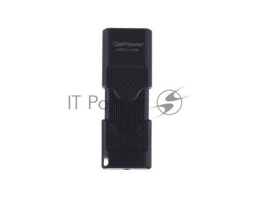 Флеш диск GoPower SLIDER 4GB USB2.0 пластик черный матовый (1/50/1000)