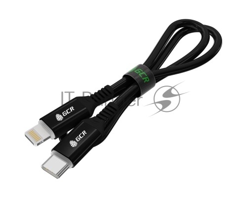 Кабель PREMIUM 1.0m TypeC/Lightning MFI POWER DELIVERY 18 W, быстрая зарядка, черный силикон, AL case черный, черный ПВХ, GCR-53535