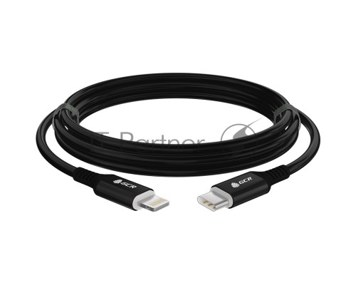 Кабель PREMIUM 1.5m TypeC/Lightning MFI POWER DELIVERY 18 W, быстрая зарядка, черный силикон, AL case черный, черный ПВХ, GCR-53532