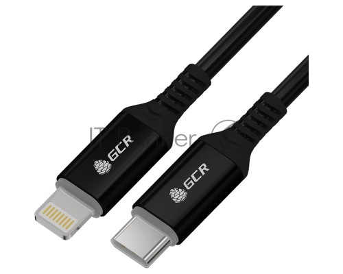 Кабель PREMIUM 1.5m TypeC/Lightning MFI POWER DELIVERY 18 W, быстрая зарядка, черный силикон, AL case черный, черный ПВХ, GCR-53532