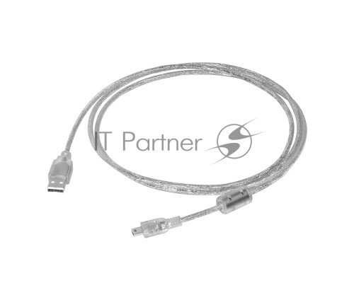 Кабель PROF 2.0m USB 2.0, AM/mini 5P, прозрачный, ферритовые кольца, 28/24 AWG, экран, армированный, морозостойкий, GCR-UM1M5P-BD2S-2.0m