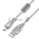 Кабель PROF 2.0m USB 2.0, AM/mini 5P, прозрачный, ферритовые кольца, 28/24 AWG, экран, армированный, морозостойкий, GCR-UM1M5P-BD2S-2.0m