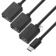 Переходник USB Hub Type-C гибкий 0.35m разветвитель на 3 USB порта, СМ / 3 х AF, черный, GCR-55296
