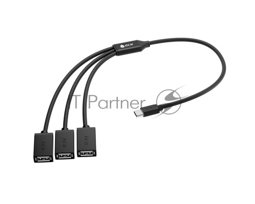 Переходник USB Hub Type-C гибкий 0.35m разветвитель на 3 USB порта, СМ / 3 х AF, черный, GCR-55296 Переходник USB Hub Type-C гибкий 0.35m разветвитель на 3 USB порта, СМ / 3 х AF, черный, GCR-55296