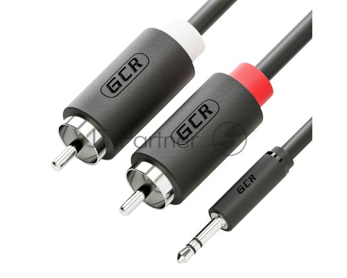 Кабель-переходник аудио 3.0m jack 3,5mm / 2 х RCA , черный, M/M, GCR-51725