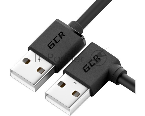 Кабель GCR 0.5m USB 2.0, AM угловой левый/AM, 28/28 AWG, экран, армированный, морозостойкий, GCR-AUM5M-BB2S-0.5m