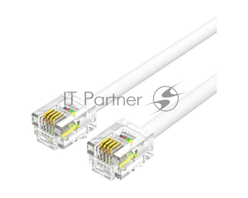 Кабель телефонный Vention плоский RJ11 (6P4C) - 2м. Белый