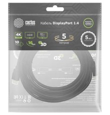 Кабель аудио-видео Cactus CS-DP-DP-1.4-5 DisplayPort (m)/DisplayPort (m) 5м. позолоч.конт. черный