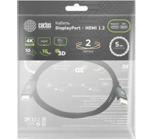 Кабель аудио-видео Cactus CS-DP-HDMI-1.2-2 DisplayPort (m)/HDMI (m) 2м. позолоч.конт. черный