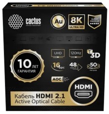Кабель аудио-видео Cactus CS-HDMI-AOC-2.1-50 HDMI (m)/HDMI (m) 50м. позолоч.конт. черный