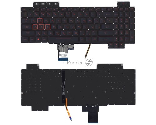 Клавиатура для ноутбука Asus Gaming FX504 черная с красной подсветкой