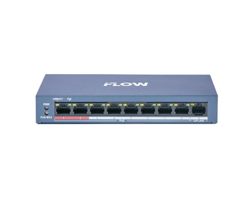[Коммутаторы] iFLOW F-SW-EU209POE-V/L L2, неуправляемый, 8 портов, 1 uplink порт 10/100M RJ45, 802.3af/at, бюджет PoE 60 Вт, поддержка режима передачи до 300м,10Мб/с, CAT6; защита от перенапряжения 6 кВ