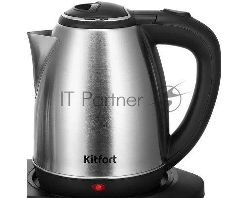 Чайный набор Kitfort КТ-6638 1.8л. 1700Вт нержавеющая сталь/черный корпус: нерж.сталь/пластик